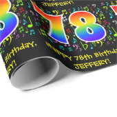 78誕生日:カラフルMusic Symbols, Rainbow 78 ラッピングペーパー (ロールコーナー)