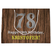 78誕生日：カントリーインスパイアウエスタンルック、名前 ラージペーパーバッグ (正面)