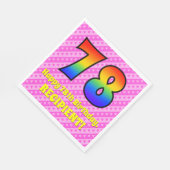 78誕生日：ピンクストライプのハート、レインボー# 78 スタンダードランチョンナプキン (角)