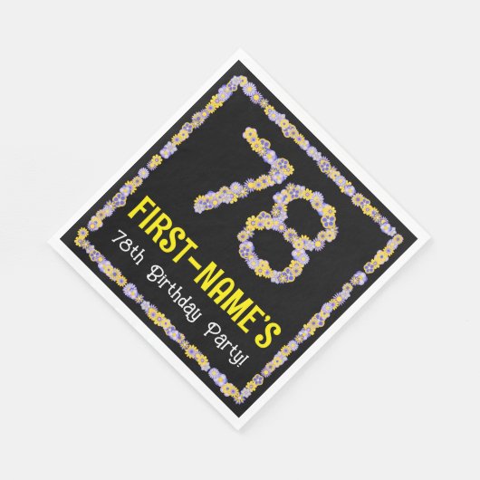 78誕生日:フローラ花数名前をカスタムする スタンダードランチョンナプキン (角)