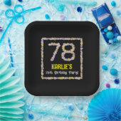 78誕生日:フローラ花数名前をカスタムする ペーパープレート (パーティー)