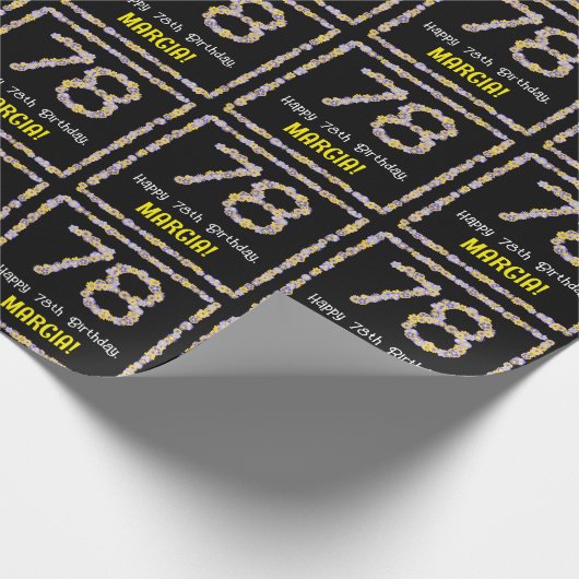 78誕生日:フローラ花数名前をカスタムする ラッピングペーパー (角)