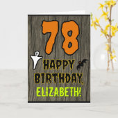 78誕生日:不気味ハロウィーンテーマ、名前をカスタムする カード (黄色い花)