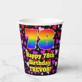 78誕生日：愛するハートパターン， Rainbow 78 紙コップ (正面)