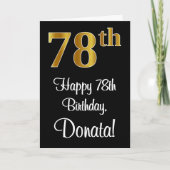 78誕生日～豪華エレガントなフェイク金ゴールドルック# カード (正面)