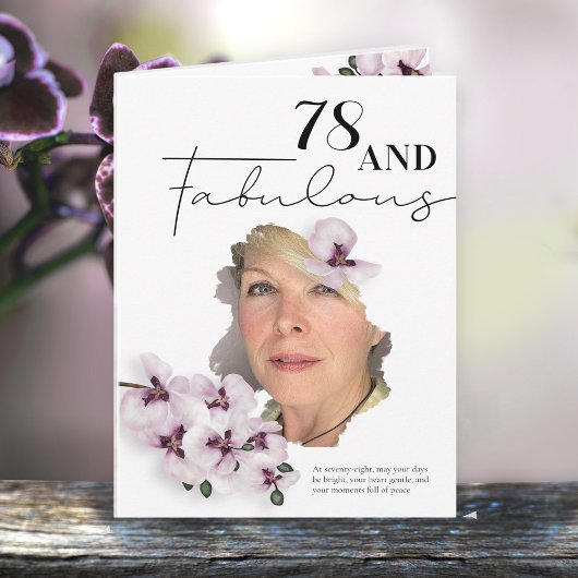 78 & Fabulous Orchid Photo Birthday Greeting Card カード