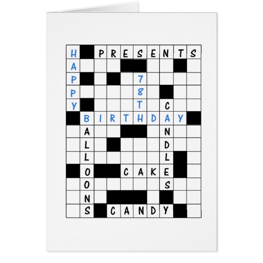 78th誕生日クロスワードパズル (正面)
