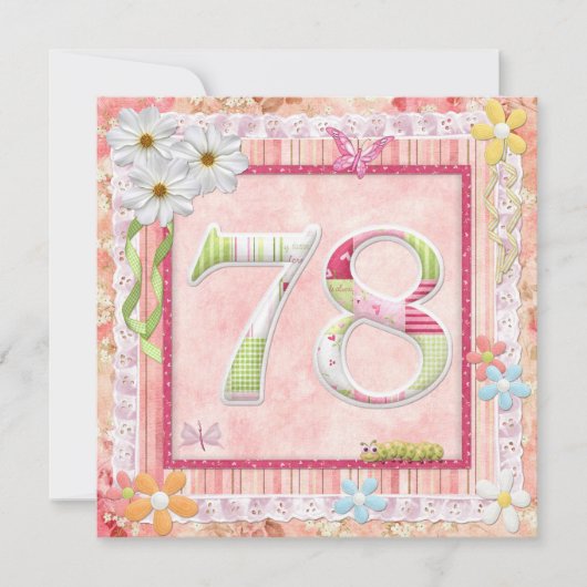78th誕生日パーティースクラップブック作りスタイル 招待状 (正面)