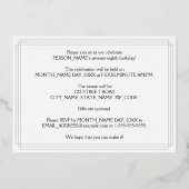 78th誕生日パーティー：アールデコを見る"78"、名前と 箔招待状 (裏面)