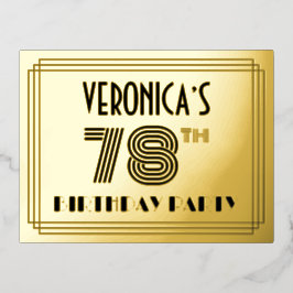 78th誕生日パーティー～アールデコスタイル"78" +名前 箔招待状ポストカード