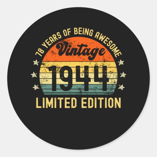 78th birthday limited edition 1944 78歳 ラウンドシール (正面)