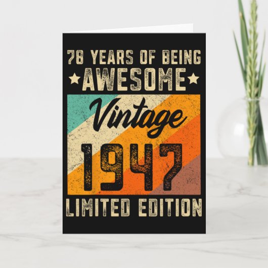 78th Birthday Men 78 Years Old Women 1947 Limited  カード (正面)