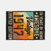 78th Birthday Men 78 Years Old Women 1947 Limited  フリースブランケット (正面(横))