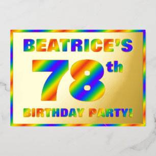 78th Birthday Party —おもしろい、レインボースペクトル「78」 箔招待状