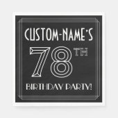 78th Birthday Party:アールデコスタイル+名前をカスタムする スタンダードランチョンナプキン (正面)