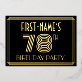 78th Birthday Party —アールデコスタイル「78」 +名前 箔招待状