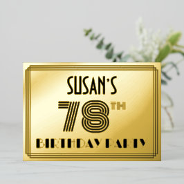 78th Birthday Party —アールデコスタイル「78」 & Name 箔招待状