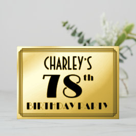 78th Birthday Party —アールデコ検索「78」 +名前 箔招待状