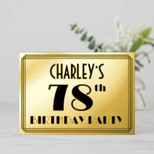 78th Birthday Party —アールデコ検索「78」 +名前 箔招待状