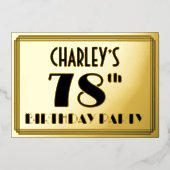 78th Birthday Party —アールデコ検索「78」 +名前 箔招待状 (正面)