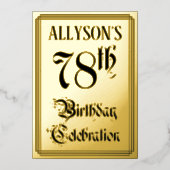 78th Birthday Party – スクリプエレガントト+名前をカスタムする 箔招待状 (正面)