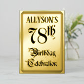 78th Birthday Party – スクリプエレガントト+名前をカスタムする 箔招待状 (立ち正面)