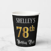 78th Birthday Party – スクリプファンシート、フェイク金ゴールド・ルック 紙コップ (裏面)