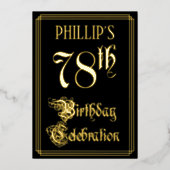 78th Birthday Party – スクリプファンシート&名前をカスタムする 箔招待状 (正面)