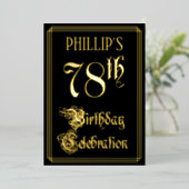 78th Birthday Party – スクリプファンシート&名前をカスタムする 箔招待状 (立ち正面)