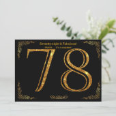 78th Birthday party, Gatsby styl,ブラック金ゴールドグリッター 招待状 (スタンド正面)