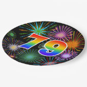 79イベント-おもしろい、カラフル、はっきりした虹、79 ペーパープレート (アングル)