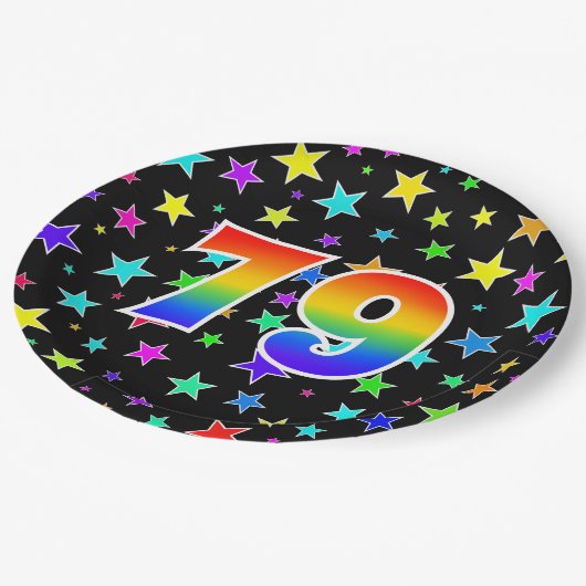 79イベント:はっきりした,おもしろい，虹カラフル79 ペーパープレート (アングル)