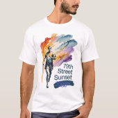 79丁目サンセットジョガー水彩画 Tシャツ (正面)