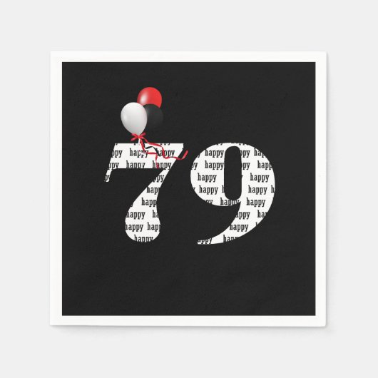 79歳の誕生日パーティーの風船 スタンダードカクテルナプキン (正面)