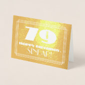 79歳の誕生日:名前 + アールデコ調のルックス「79」 箔カード (正面)