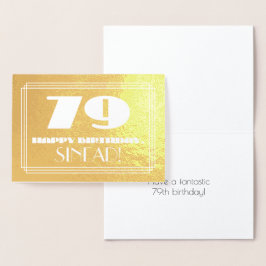 79歳の誕生日：名前 + アールデコ調のルックス「79」 箔カード