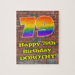 79歳の誕生日:楽しいグラフィティにインスパイアされた虹色の79 ジグソーパズル