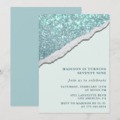 79歳エレガントの誕生日招待状スパークルグリッター 招待状 (正面/裏面)