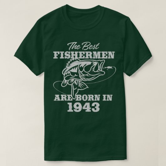 79歳フィッシャーマン魚釣り1943 79誕生日 Tシャツ (デザイン正面)