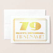79番目の誕生日、名前+アールデコインスパイア「79」を見る 箔カード (封筒付き正面)