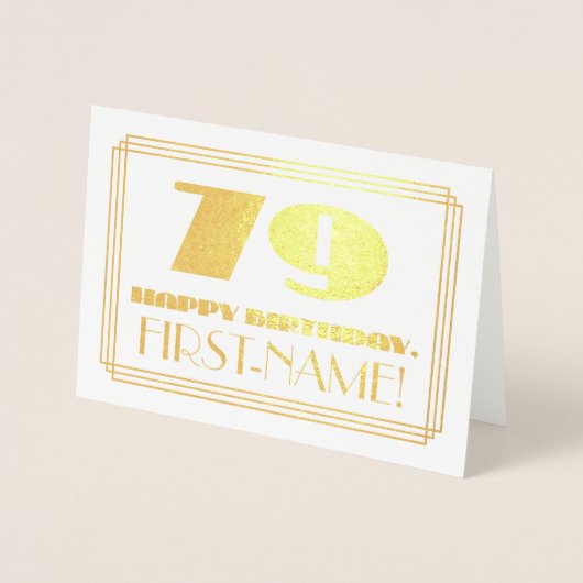 79番目の誕生日、名前+アールデコインスパイア「79」を見る 箔カード (正面)