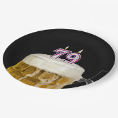 79誕生日ビールオンブラック紙プレート ペーパープレート (アングル)