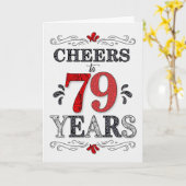 79誕生日応援イン赤白色パターン カード (黄色い花)