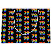 79誕生日:おもしろいレインボーイベント第79パターン ラージペーパーバッグ (正面)
