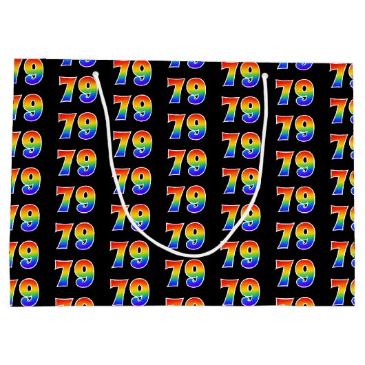 79誕生日:おもしろいレインボーイベント第79パターン ラージペーパーバッグ (裏面)