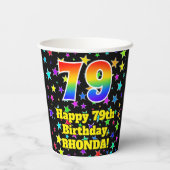 79誕生日:おもしろい星形と虹79 紙コップ (裏面)