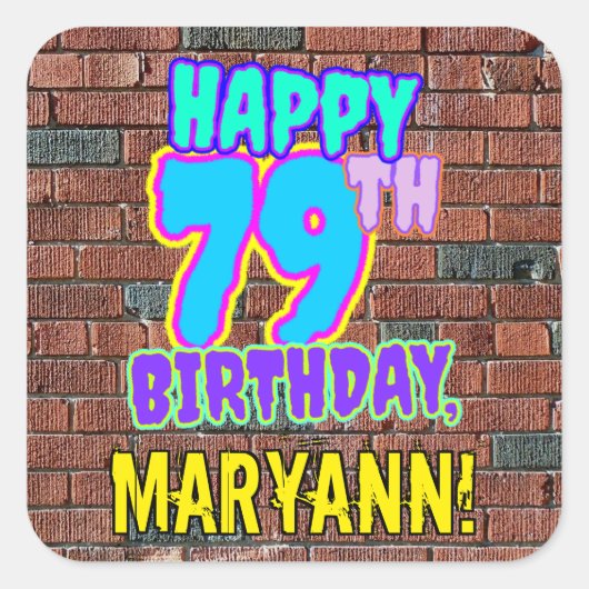 79誕生日-おもしろい、アーバングラフィティインスパイアルック スクエアシール (正面)