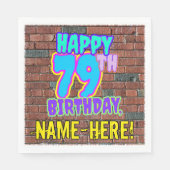 79誕生日~おもしろい、アーバングラフィティインスパイアルック スタンダードランチョンナプキン (正面)