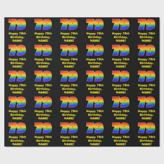 79誕生日:おもしろい、カラフルレインボーインスパイア# 79 ラッピングペーパー (シーム)