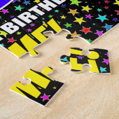 79誕生日:おもしろい、スターカラフル・フィールド・パターン ジグソーパズル (側面)